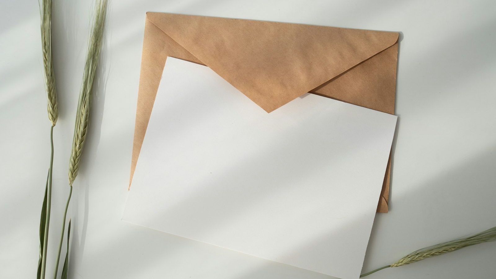 Blank notecard with a brown kraft envelope